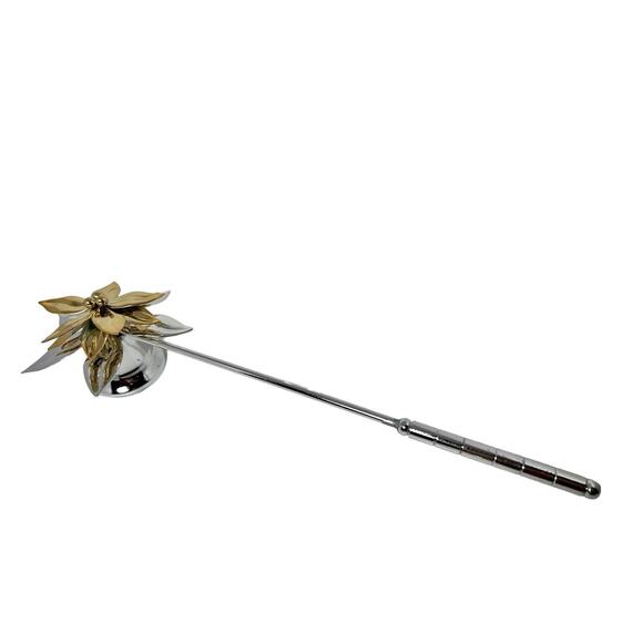 Department 56 Poinsettia Silver Gold Candle Snuffer 8019-5 Original Box Unused - Picture 6 of 7